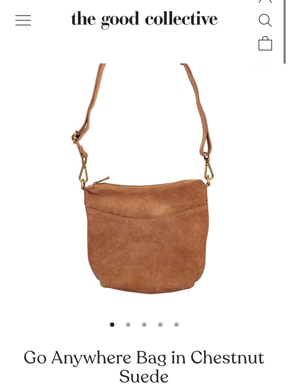 Suede Crossbody Bag in Brown - Adjustable Strap Shoulder Bag